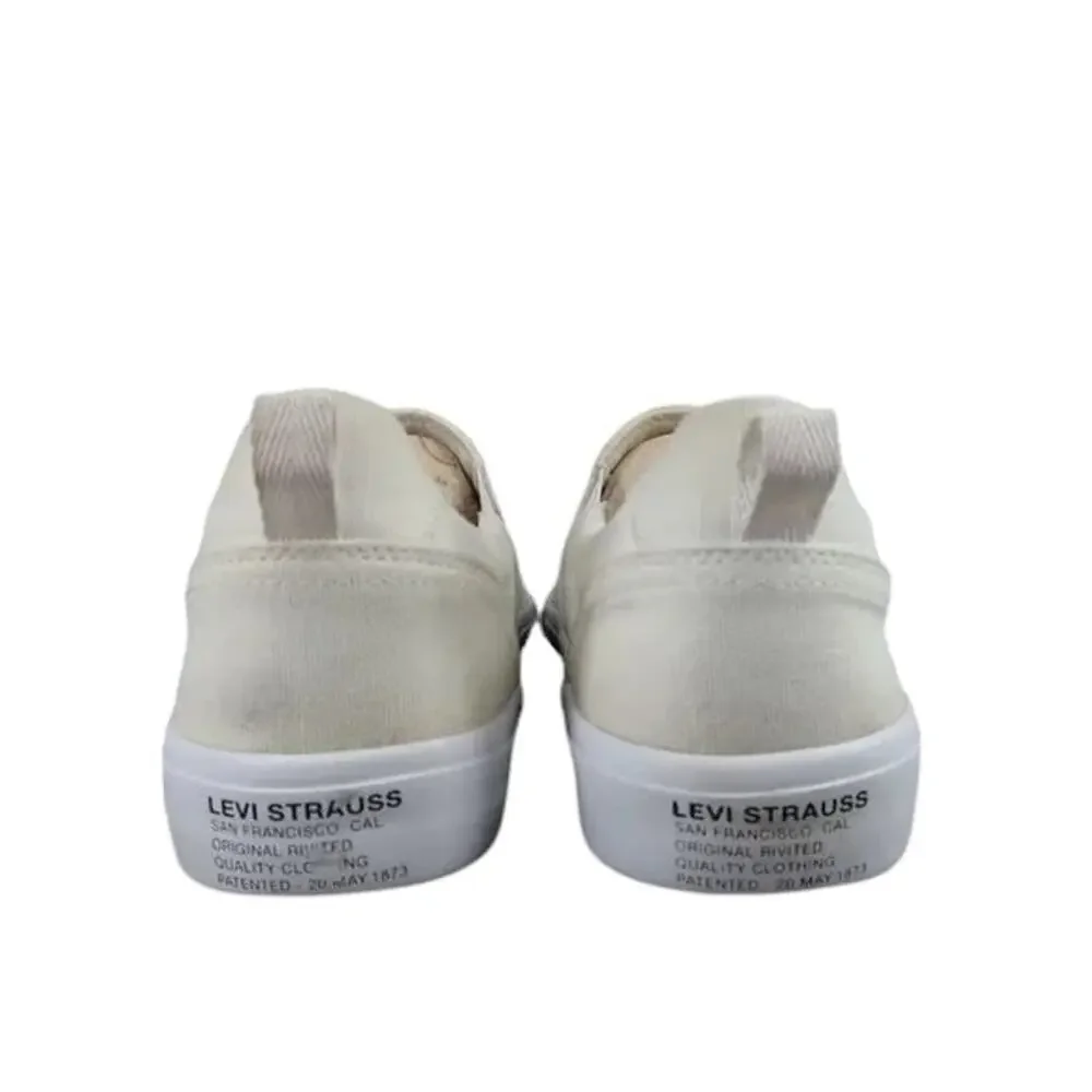 Levis Shoes Mens 9.5 Sneakers Lance Slip On Trainer Casual White Lifestyle Flat